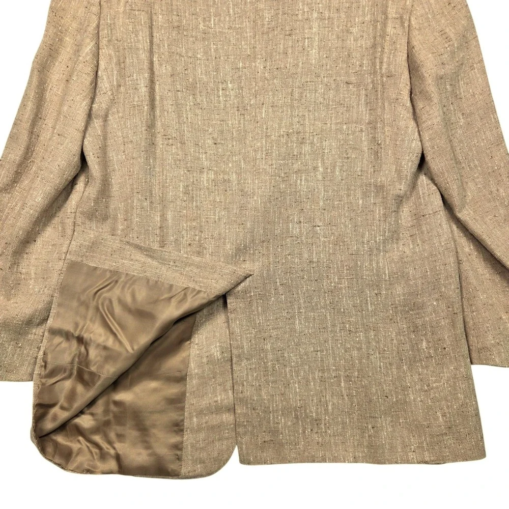 Ermenegildo Zegna Sport Coat Mens 48 L Tan Silk Wool Slub Blazer Made in Italy